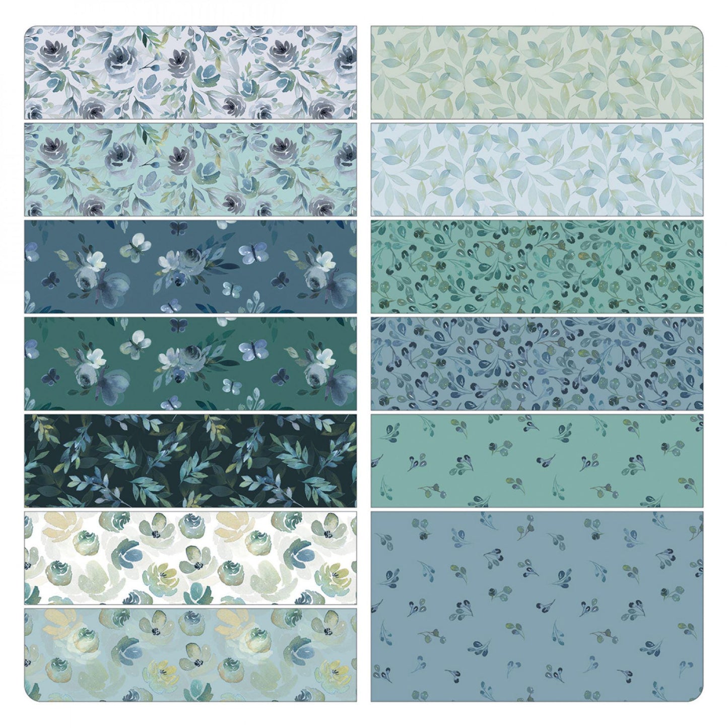 Blue Quilt Pattern Enchanted Garden Quilt Paper Pattern Blues and Greens from the fabric line Enchanted Florals
