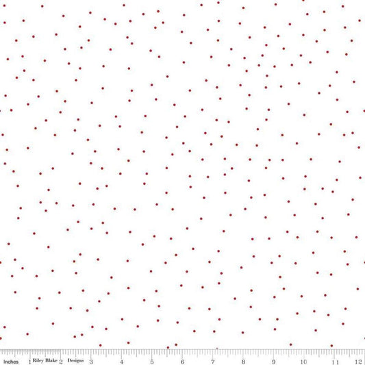 Pin Dot Scattered on White Seasonal Basics Red or Blue by Riley Blake Yardage Priced by the Half Yard