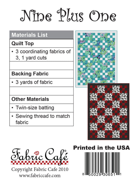 Nine Plus One - Three Yard Quilt by Fabric Cafe' - Small Packaged Quilt Pattern