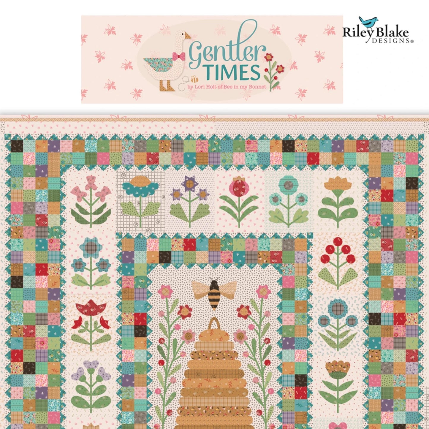 Gentler Times - 42 - 5" Square Bundle by Lori Holt for Riley Blake Pre-Cut Quilt Squares Ditsy Prints Green Aqua Blue Yellow Pink and Gray