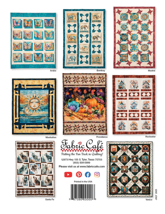 Panel Perfect 3 Yard Quilts 8 Quilt Patterns by Donna Robinson and Fran Morgan for Fabric Cafe' Use A Panel and Two Coordinating Prints