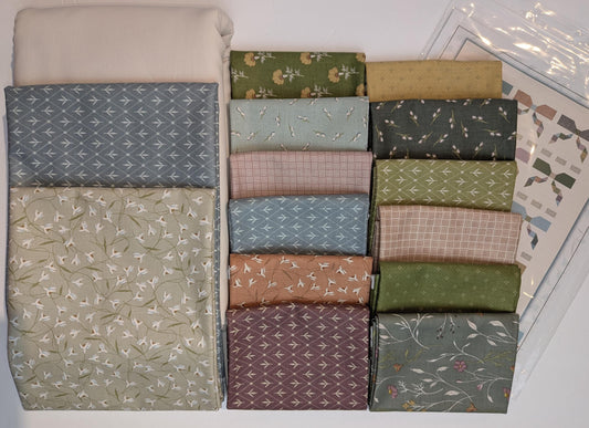 Rows of Bows Quilt Kit - 12 Fat Quarters and Fabric by Designer Kassidy Grace Pattern Included Threads of Grace Collection Heather Colors