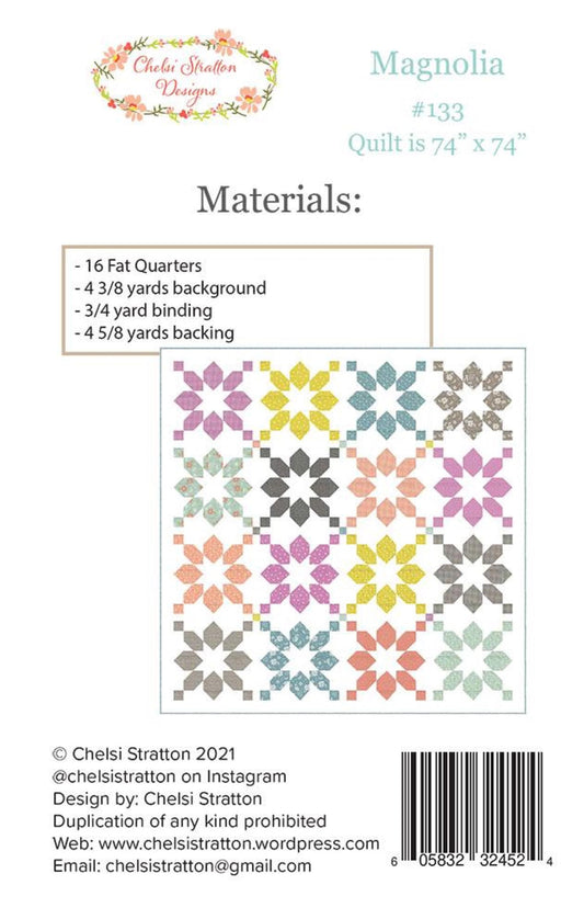Magnolia Quilt Pattern Row Quilt by Chelsi Stratton of Chelsi Stratton Designs Flower Quilt Pattern