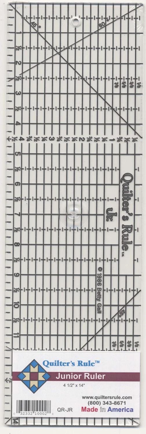 Quilter's Rule Quilting Ruler: Medium 4.5" x 14" Ruler USA gripper bottom and easy to pick up and read Junior Rule