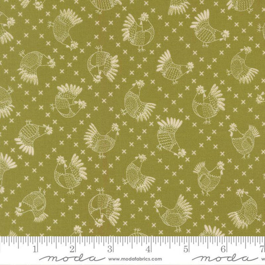 The Henhouse by Gingiber for Moda Yardage Priced Per 18" (Half Yard) Hens and Gingham Farm Chicken Fabrics 100% Cotton Quilting Cotton
