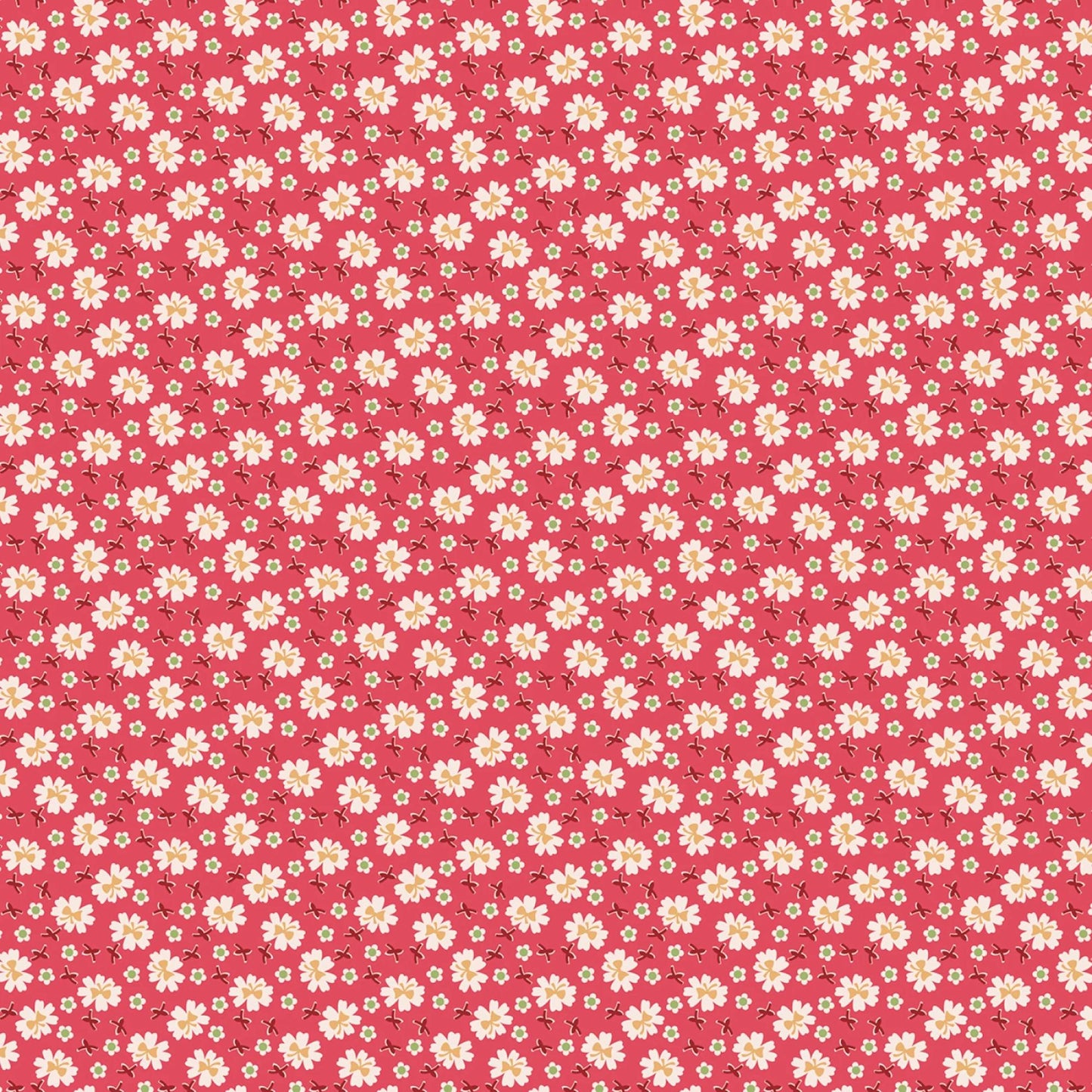 Red Floral Tea Rose Farmer's Daughter Collection Lori Holt for Riley Blake Yardage Priced Per 18" (Half Yard)