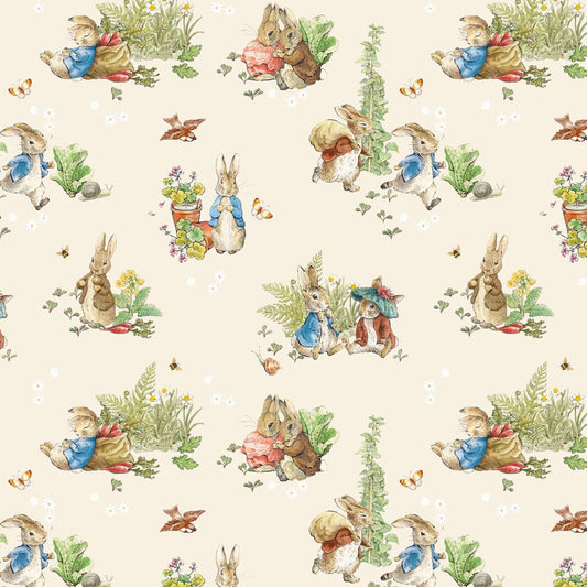 Peter Rabbit and Benjamin Bunny Licensed Fabric Yardage Per 18" (Priced by the Half Yard) Riley Blake Cotton Baby Boy Nursery Story Book