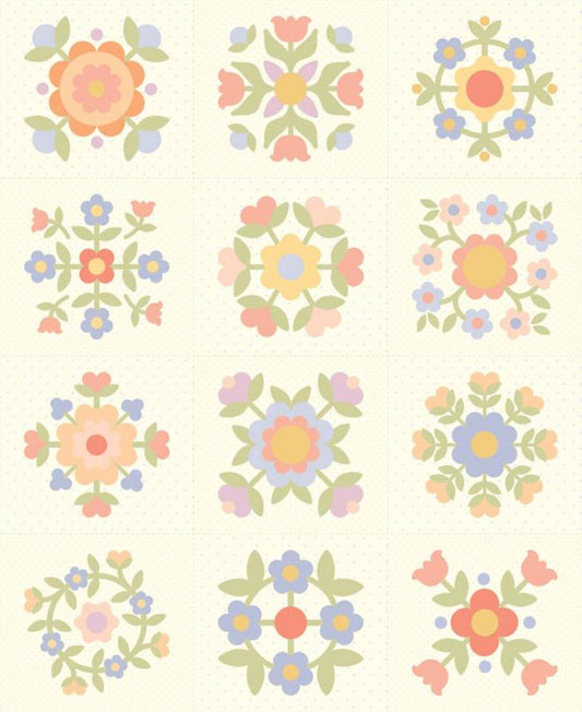 Bloom Crossing Pink and Floral Quilt Kit All Fabric for Top and Pattern Easy to make with Pre Printed Blocks by My Sew Quilty Life for Moda