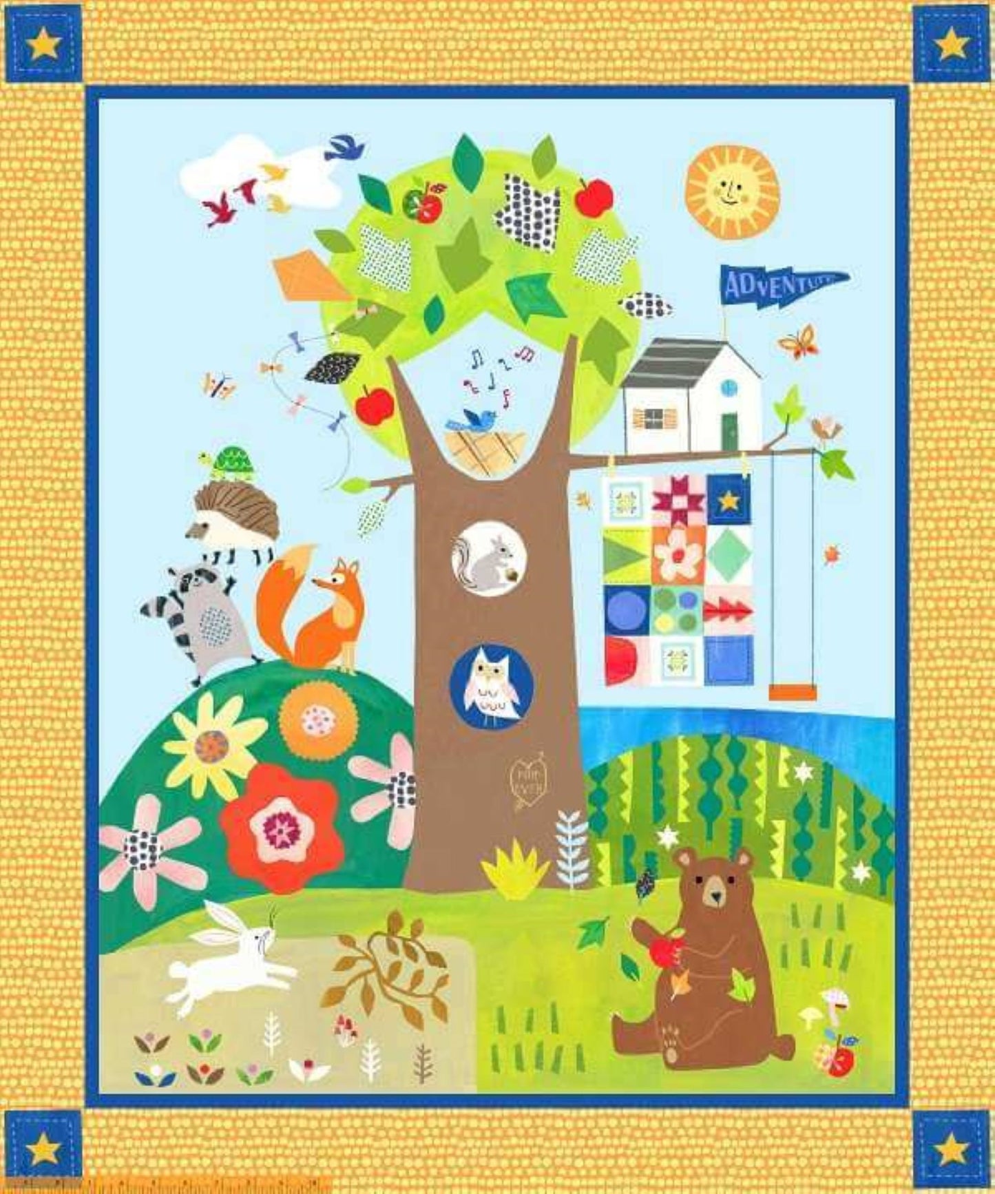 Baby Quilt Kit Quilt Panel Happy Camper Treehouse Quilt Cute Animals for Baby Granddaughter Niece Daughter Shower Gift Easy Quilt for Baby