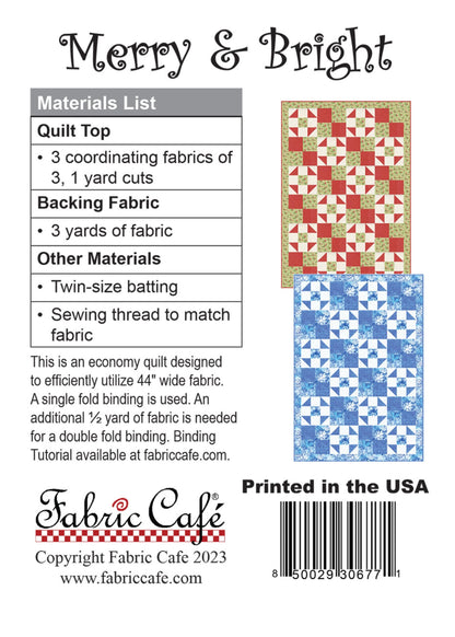 Merry & Bright - Three Yard Quilt by Fabric Cafe' - Small Packaged Quilt Pattern