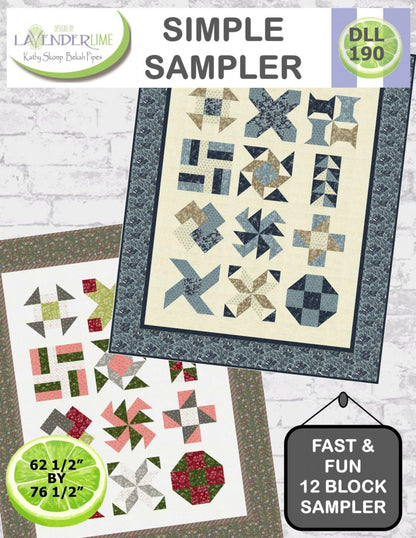 Quilt Sampler Easy Sampler Quilt Pattern Book by Lavender and Lime 12 Sampler Blocks Beginner Quilt Class Book