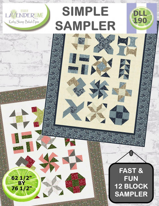 Quilt Sampler Easy Sampler Quilt Pattern Book by Lavender and Lime 12 Sampler Blocks Beginner Quilt Class Book