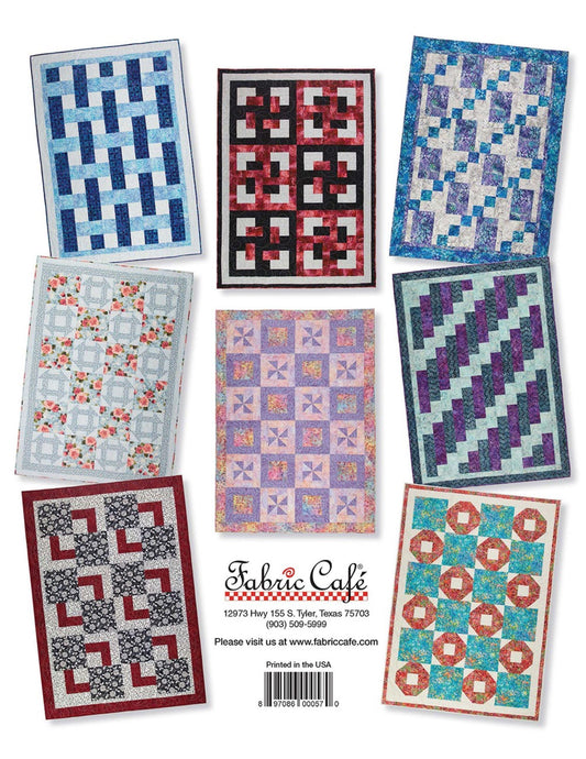 3 Yard Quilt Quick as a Wink - 8 Quilt Patterns - by Donna Robinson for Fabric Cafe'- Enlargement instructions included