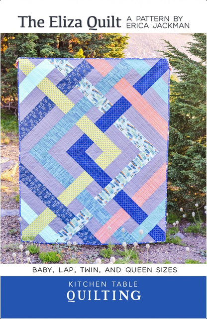 Modern Strip Quilt Pattern Easy Weekend Project Eliza Quilt Paper Pattern Baby Lap Twin Queen by Erica Jackman Kitchen Table Quilts