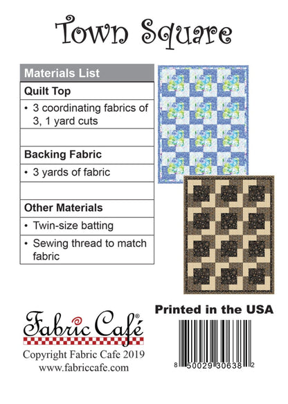 Town Square- Three Yard Quilt by Fabric Cafe' - Small Packaged Quilt Pattern