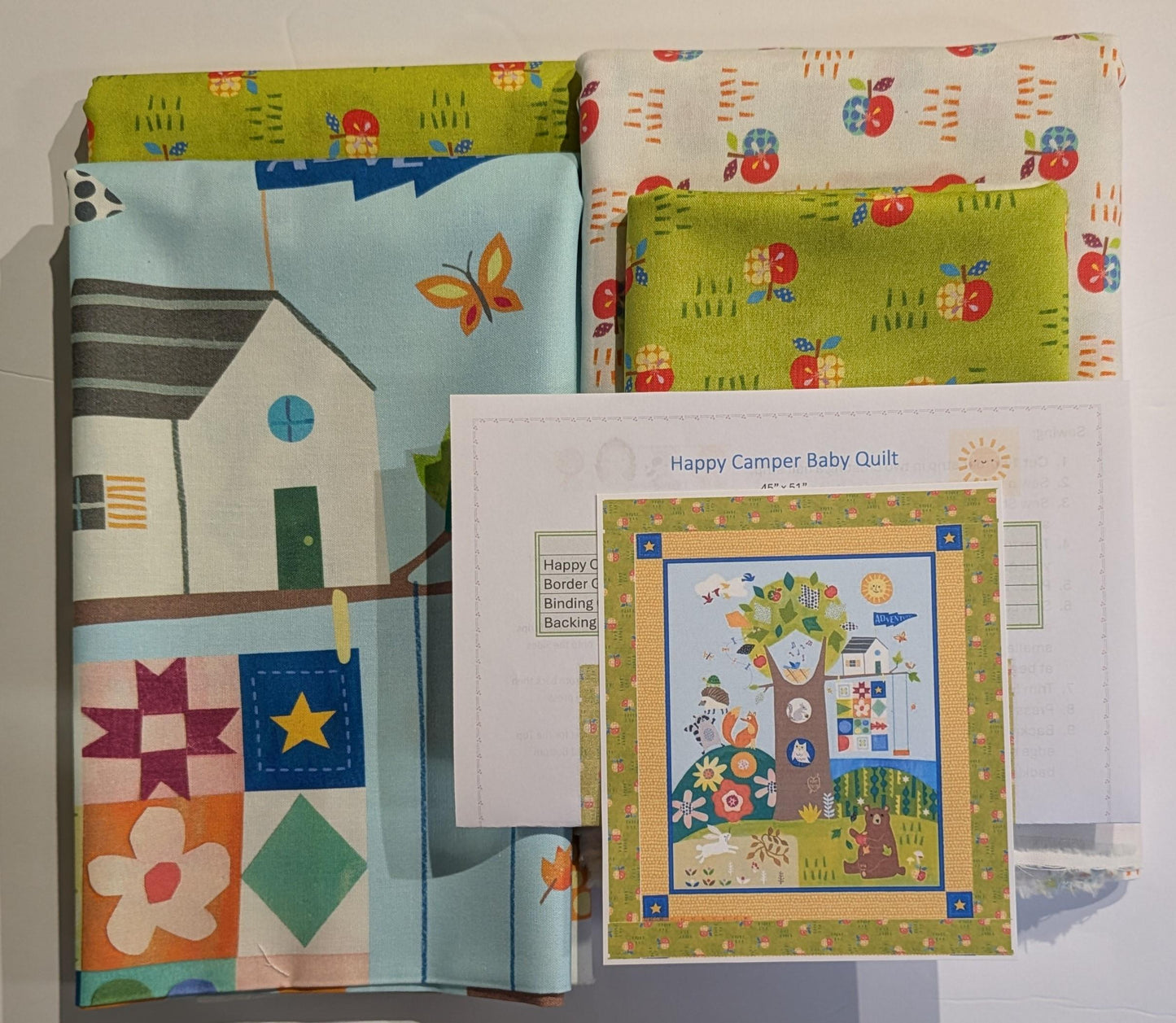 Baby Quilt Kit Quilt Panel Happy Camper Treehouse Quilt Cute Animals for Baby Granddaughter Niece Daughter Shower Gift Easy Quilt for Baby