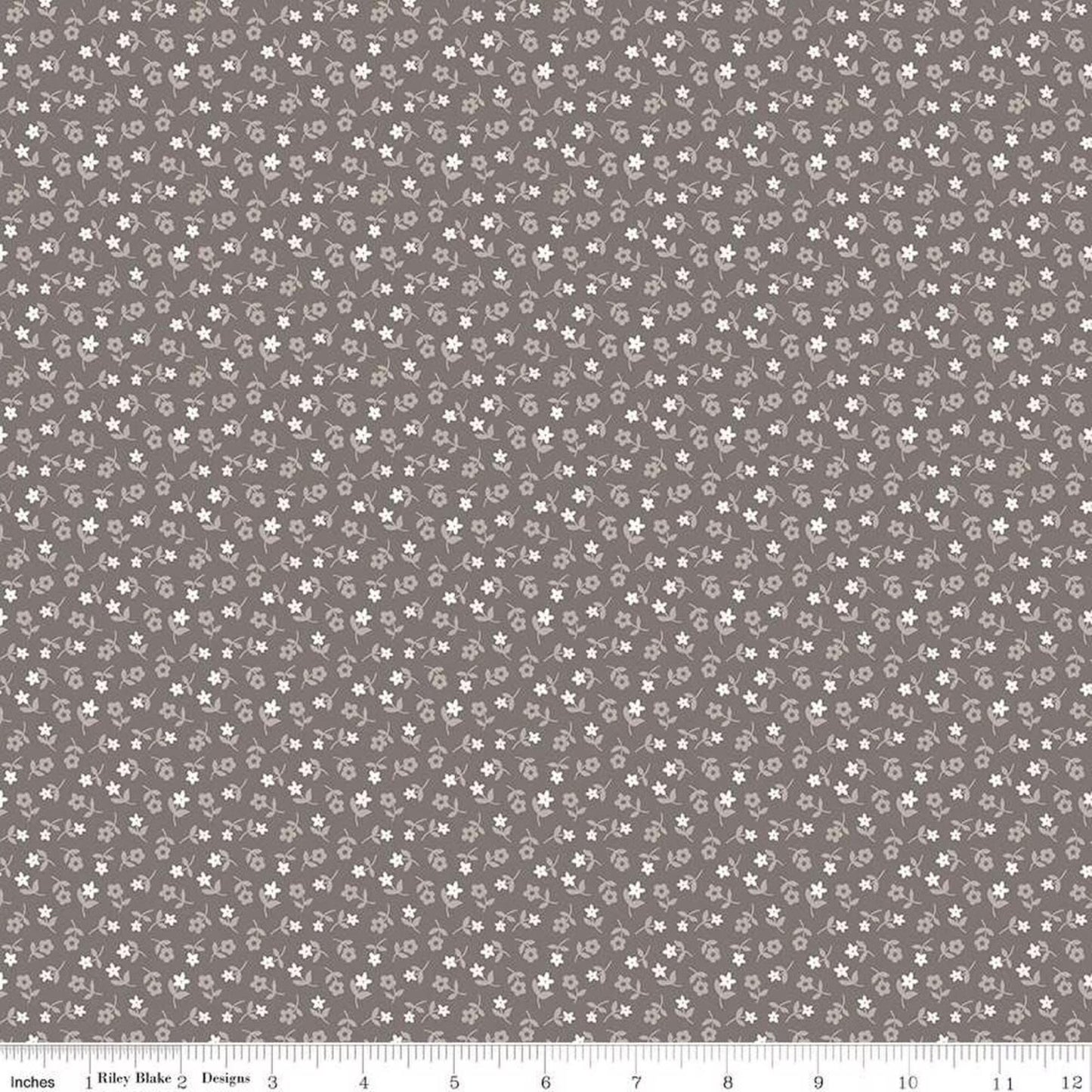 Calico  by Lori Holt for Riley Blake Cherries in Cottage Blue and Ditzy in Milk Can Gray  Yardage by the Half Yard