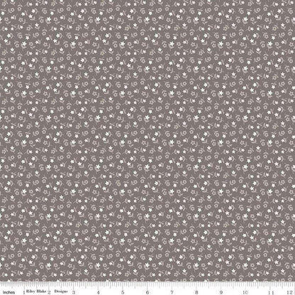 Calico  by Lori Holt for Riley Blake Cherries in Cottage Blue and Ditzy in Milk Can Gray  Yardage by the Half Yard