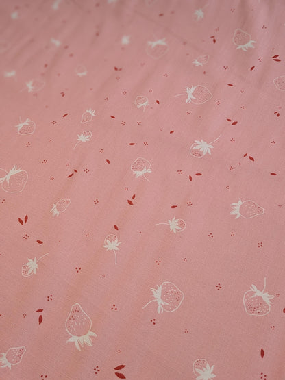 Bloomberry Pink Tonal With Strawberries Fabric By the Half Yard -  by Minki Kim for Riley Blake