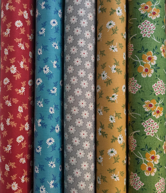 Home Town Holiday 5 Choices by Lori Holt for Riley Blake Yardage by the Half Yard Hometown Florals Quilted Snowman