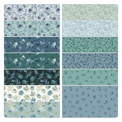 Blue Quilt Pattern Enchanted Garden Quilt Paper Pattern Blues and Greens from the fabric line Enchanted Florals