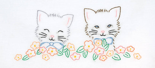 Kitten Themed Pre-Printed Embroidery Pillow Cases - Jack Dempsey - 2 Standard Sized Pillow Cases 1600-755