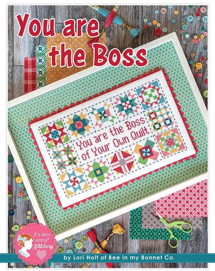 Quilt Block Cross Stitch Paper Pattern You are the Boss Lori Holt Project Instructions with Diagram Cross Stitch Lovers Gift Quilt Lovers
