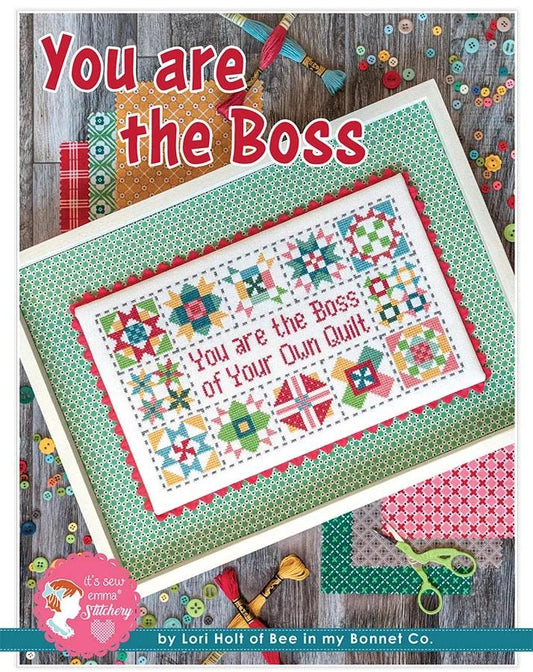 Quilt Block Cross Stitch Paper Pattern You are the Boss Lori Holt Project Instructions with Diagram Cross Stitch Lovers Gift Quilt Lovers