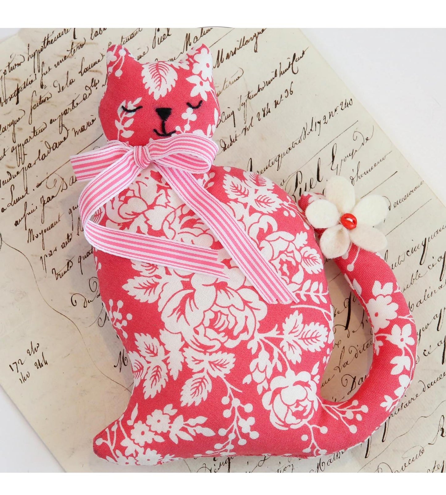 Fabric Cat Pattern Make a Stuffed Kitty from Fabric Calico Cat Project Small and Easy Blossom Cat Lover Unique Handmade Gift to Sew