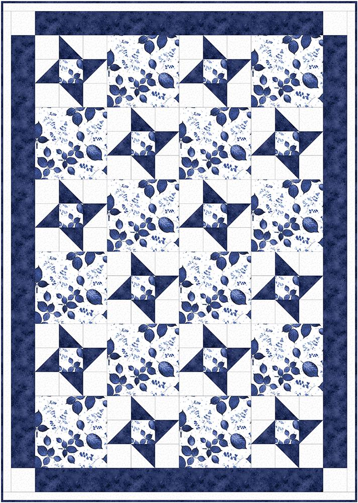 Friendship Star Three Yard Quilt by Fabric Cafe' Small Packaged Quilt Pattern Easy Quick Weekend Quilt Project for Gift Veteran or a Friend