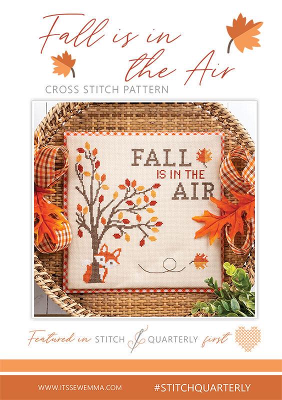 Fall Cross Stitch Paper Pattern Fox with Fall Leaves It's Sew Emma Small Project Instructions with Diagram Cross Stitch Lovers Gift Easy