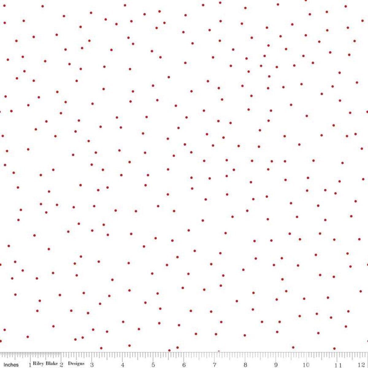 Pin Dot Scattered on White Seasonal Basics Red or Blue by Riley Blake  Yardage Priced by the Half Yard