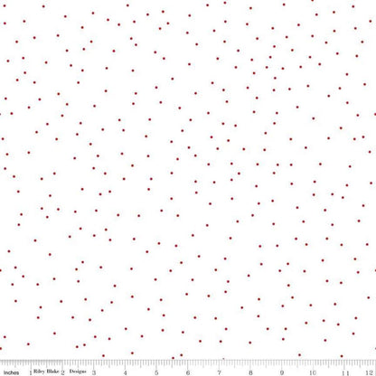 Pin Dot Scattered on White Seasonal Basics Red or Blue by Riley Blake  Yardage Priced by the Half Yard