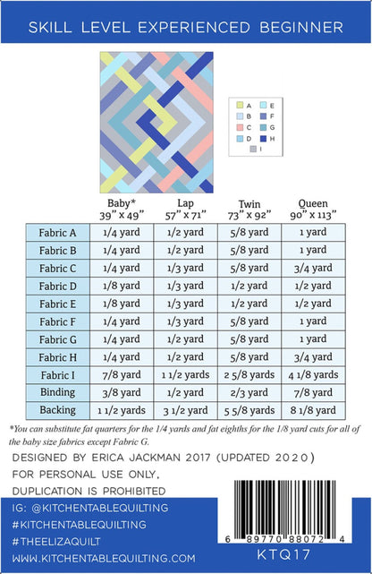Modern Strip Quilt Pattern Easy Weekend Project Eliza Quilt Paper Pattern Baby Lap Twin Queen by Erica Jackman Kitchen Table Quilts