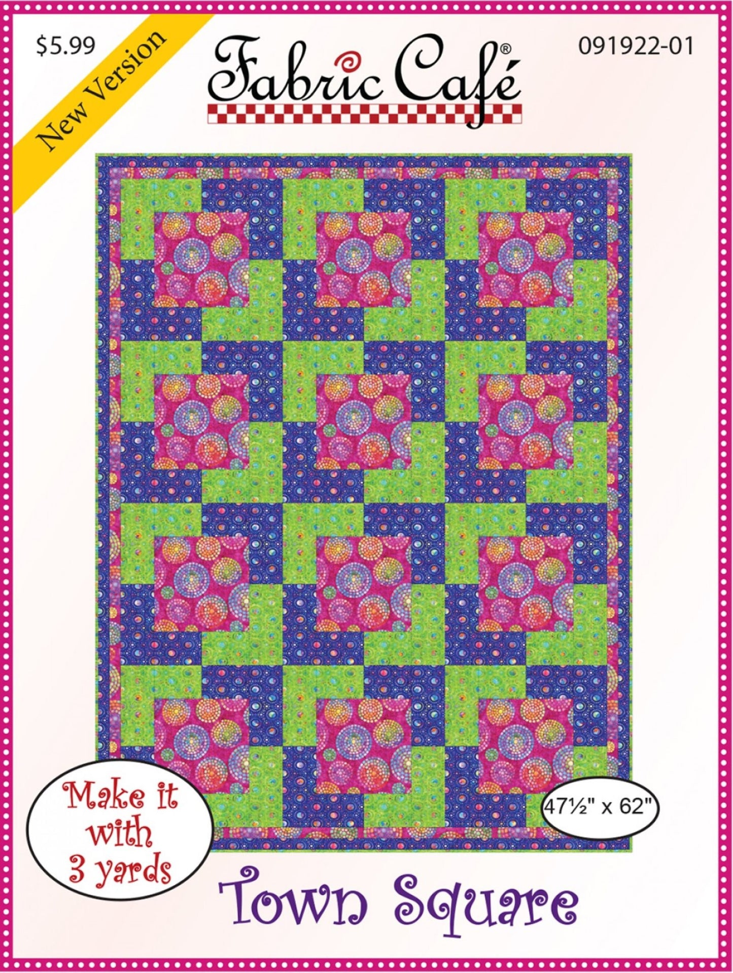 Town Square- Three Yard Quilt by Fabric Cafe' - Small Packaged Quilt Pattern