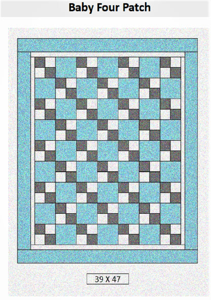 Baby Four Patch Quilt Pattern - PDF or Word Download - Shop Drawn Pattern with easy instructions - Crib Size Quilt Pattern