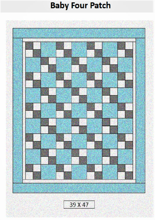 Baby Four Patch Quilt Pattern - PDF or Word Download - Shop Drawn Pattern with easy instructions - Crib Size Quilt Pattern