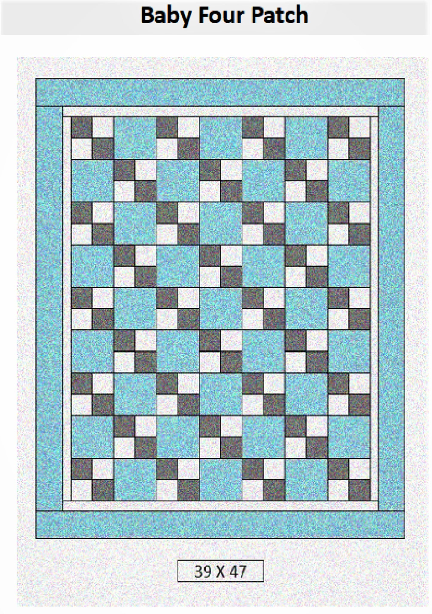 Baby Four Patch Paper Quilt Pattern - Shop Drawn Pattern with easy instructions - Crib Size Quilt Pattern