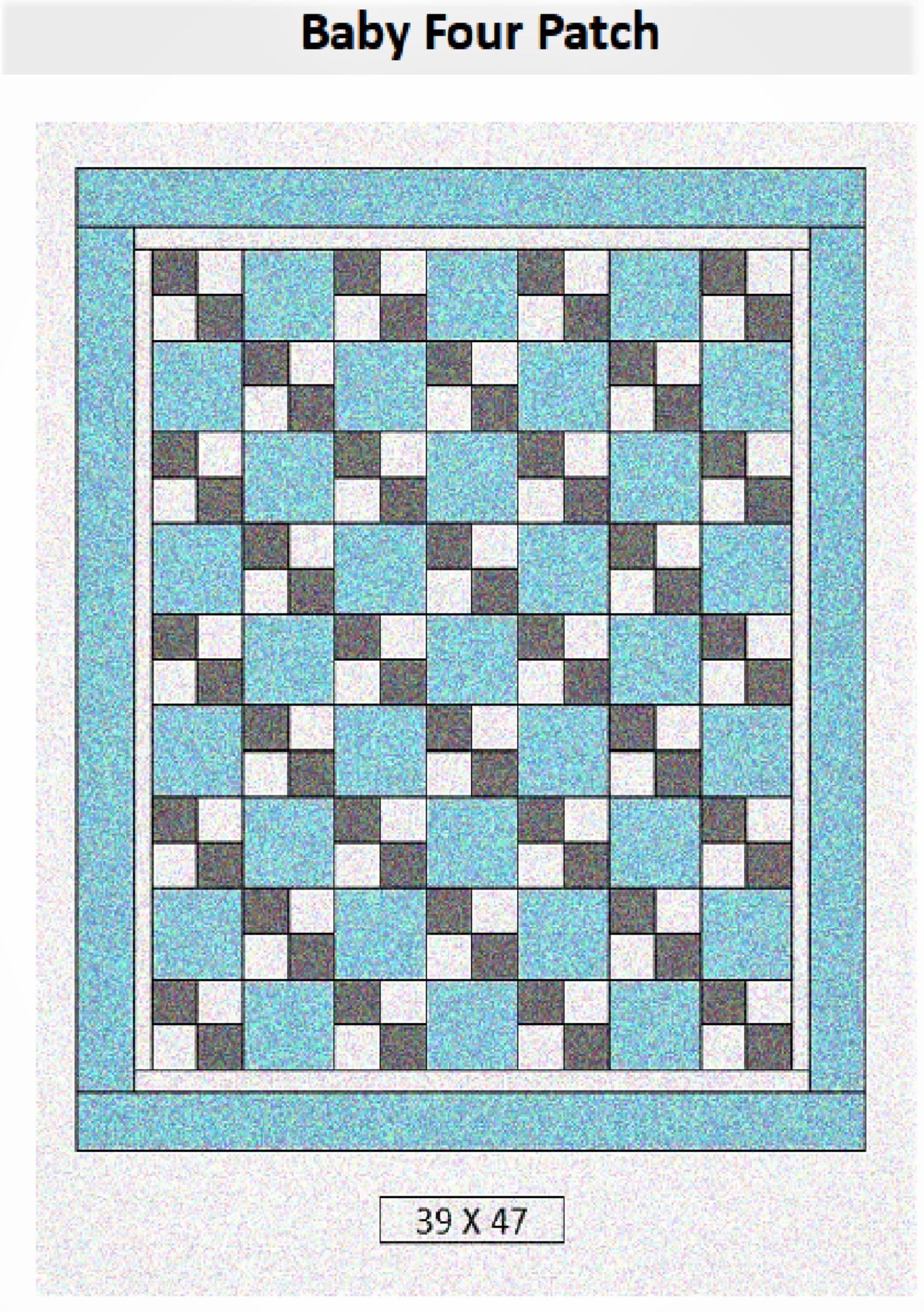 Baby Four Patch Paper Quilt Pattern - Shop Drawn Pattern with easy instructions - Crib Size Quilt Pattern