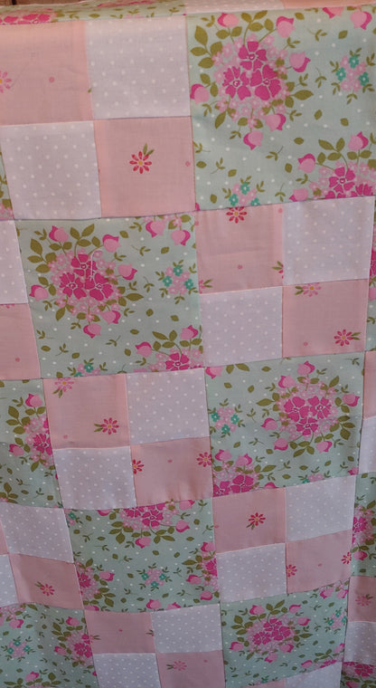 Baby Four Patch Paper Quilt Pattern - Shop Drawn Pattern with easy instructions - Crib Size Quilt Pattern