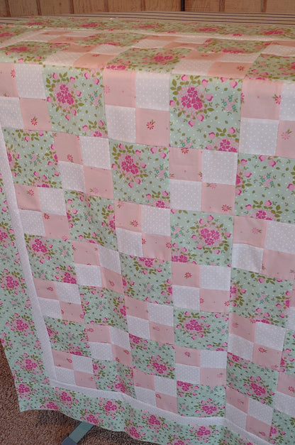 Baby Four Patch Quilt Pattern - PDF or Word Download - Shop Drawn Pattern with easy instructions - Crib Size Quilt Pattern