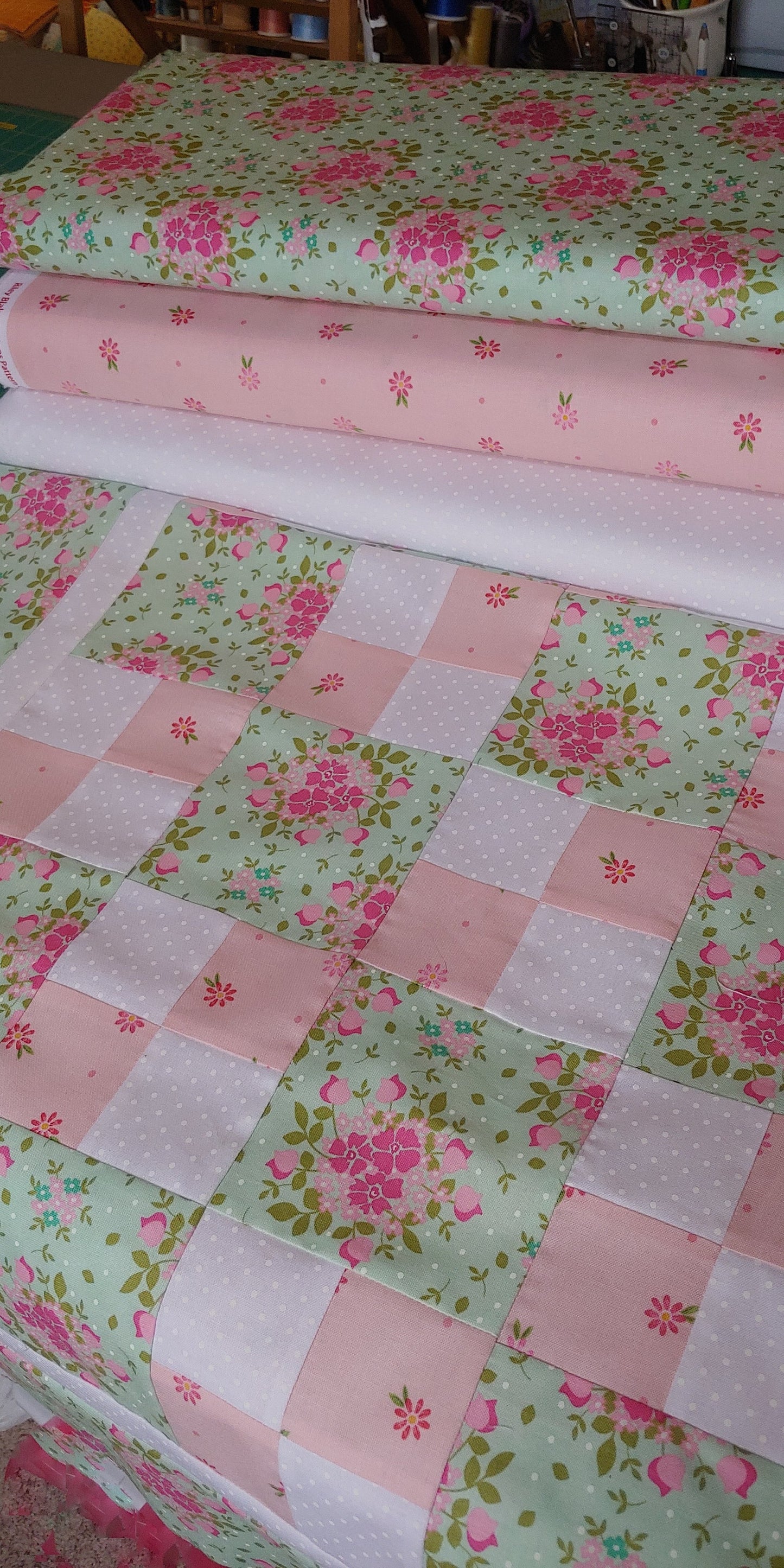 Baby Four Patch Quilt Pattern - PDF or Word Download - Shop Drawn Pattern with easy instructions - Crib Size Quilt Pattern