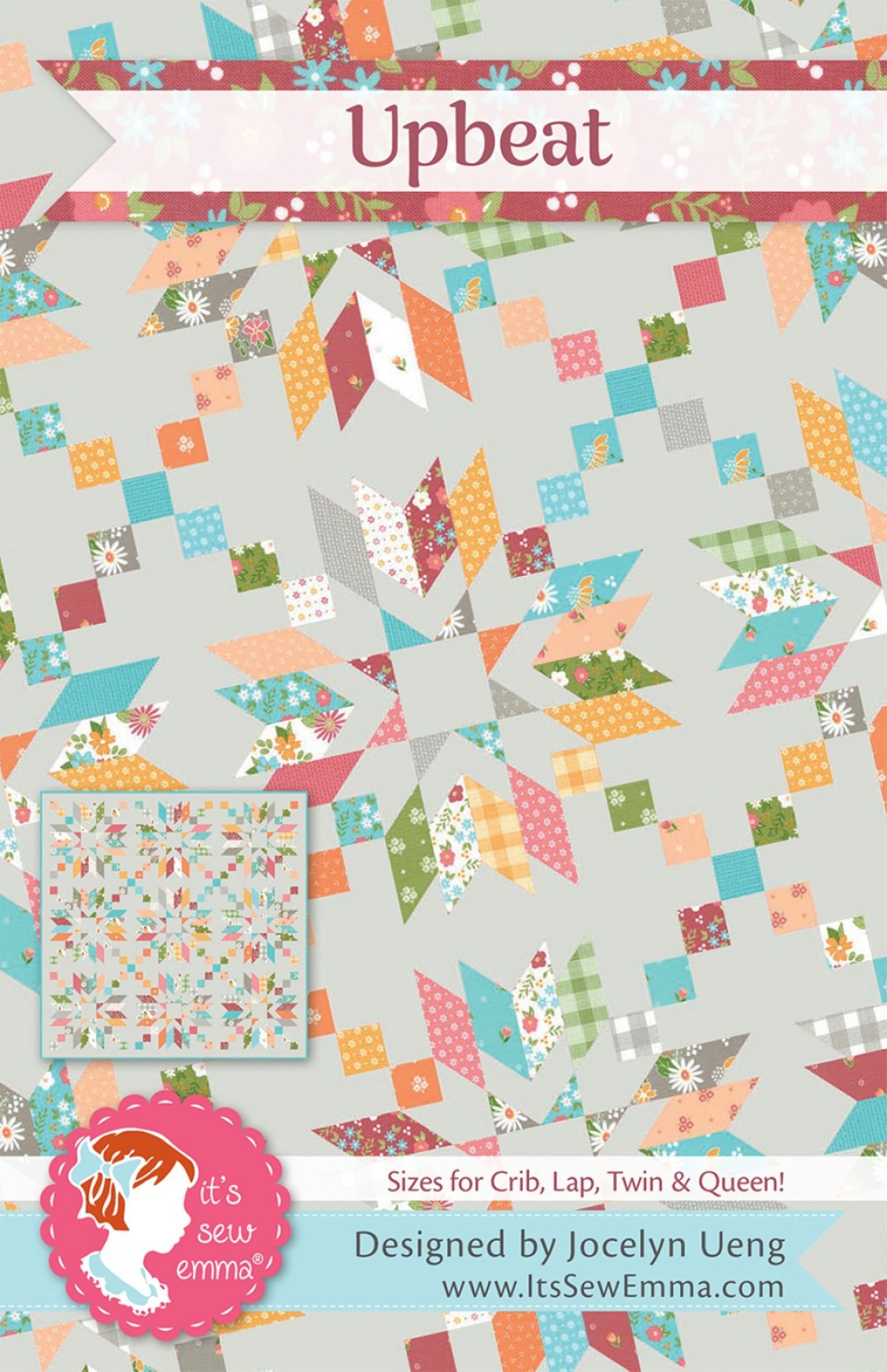 Upbeat Fun Quilt Pattern Star and Chain It's Sew Emma pattern by Jocelyn Ueng Use Jelly Roll Ziplock Pattern