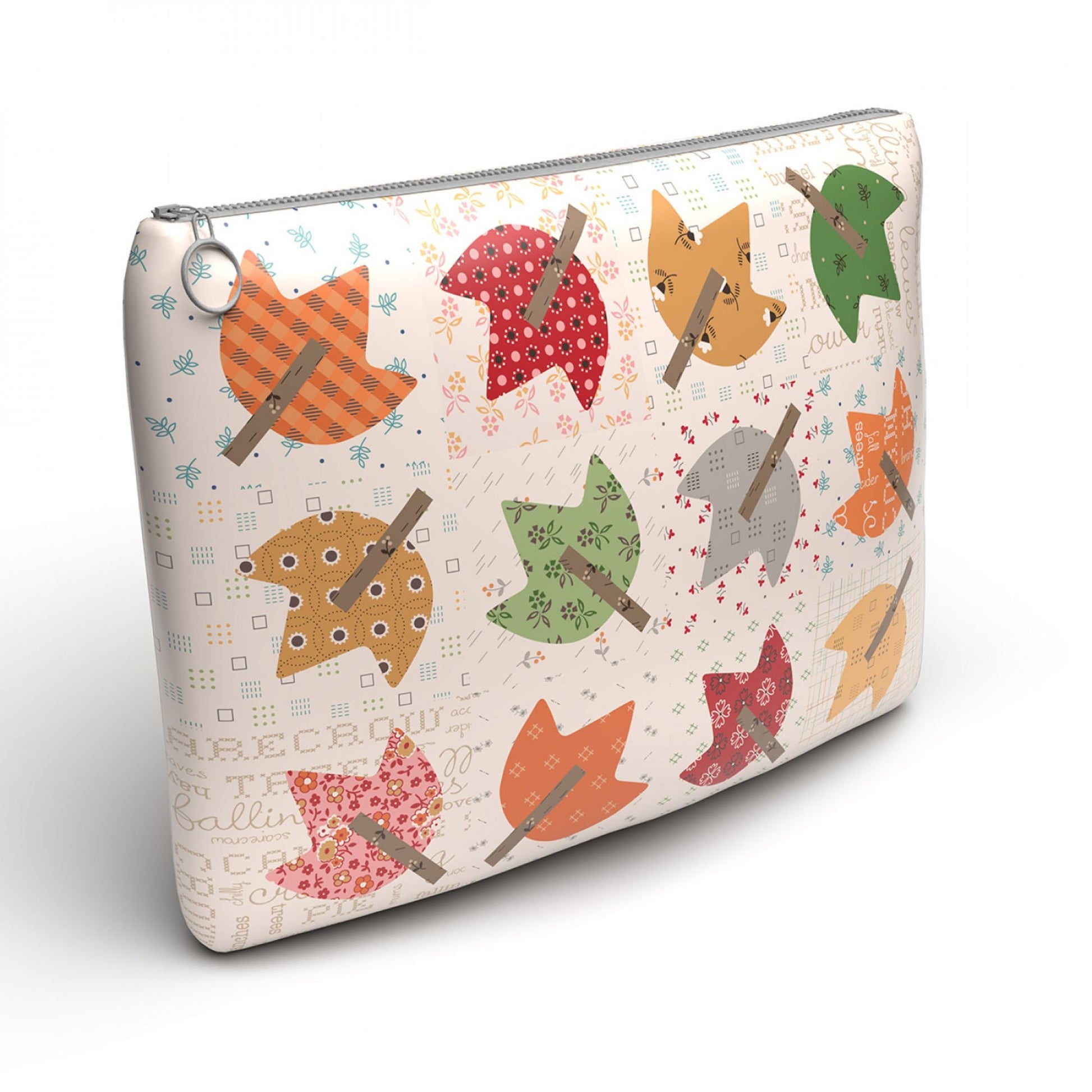 Large Project Bag - Autumn by Lori Holt - 9" x 12" With 3" wide boxed bottom - Vinyl Bag with cotton lining
