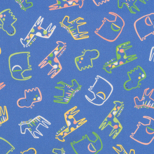 Little Safari - Three Choices Cornflower Blue and - by RFK - for Robert Kaufman Fabrics Yardage by the Half Yard cut Continuously from bolt