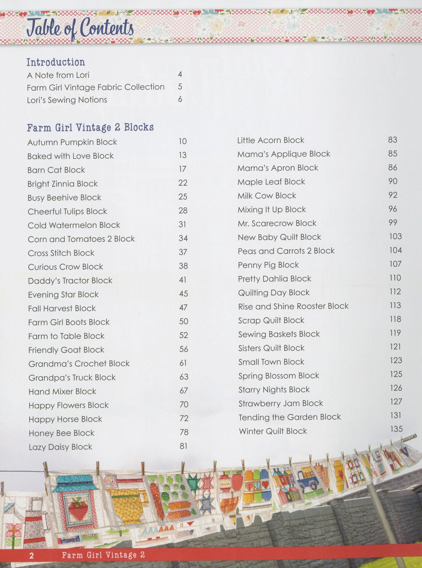 Farm Girl Vintage 2 - Quilt Pattern Book - By Lori Holt of Bee in my Bonnet - 45 new Blocks