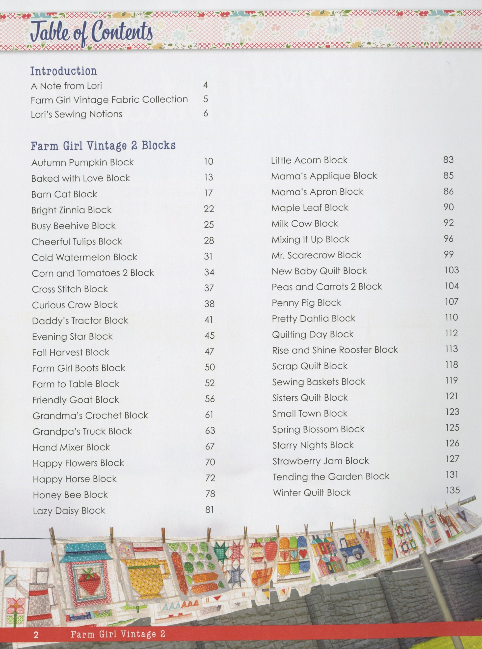 Farm Girl Vintage 2 - Quilt Pattern Book - By Lori Holt of Bee in my Bonnet - 45 new Blocks