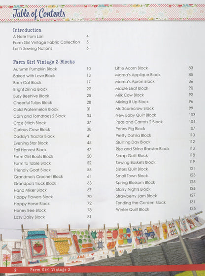 Farm Girl Vintage 2 - Quilt Pattern Book - By Lori Holt of Bee in my Bonnet - 45 new Blocks