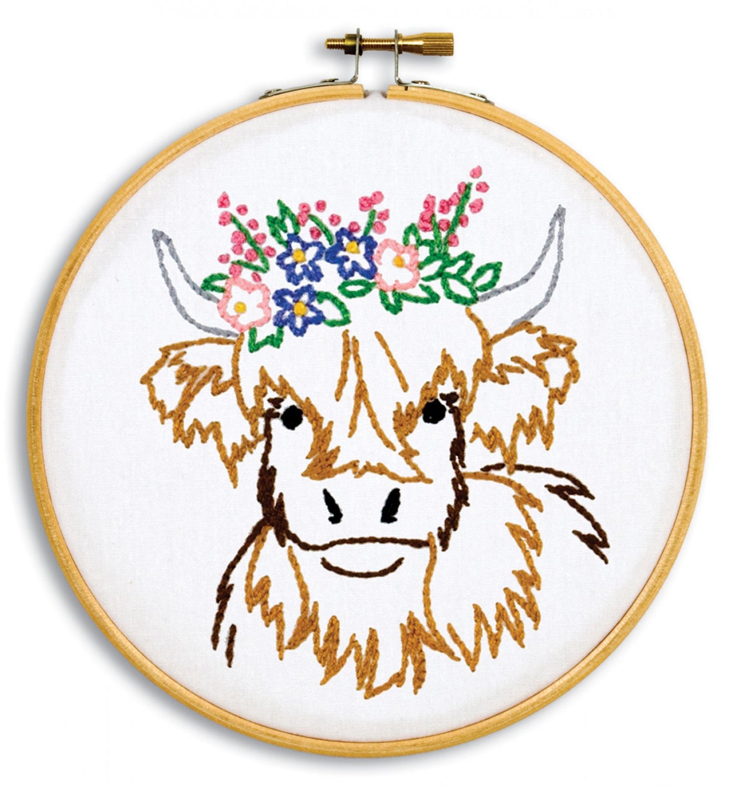 Highland Cow Hoop Complete Kit - Jack Dempsey Embroidery Kit - 6" - Hoop, floss and needle Included 4096-973