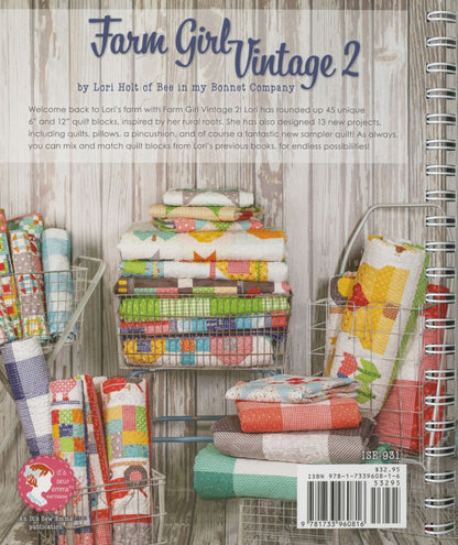 Farm Girl Vintage 2 - Quilt Pattern Book - By Lori Holt of Bee in my Bonnet - 45 new Blocks